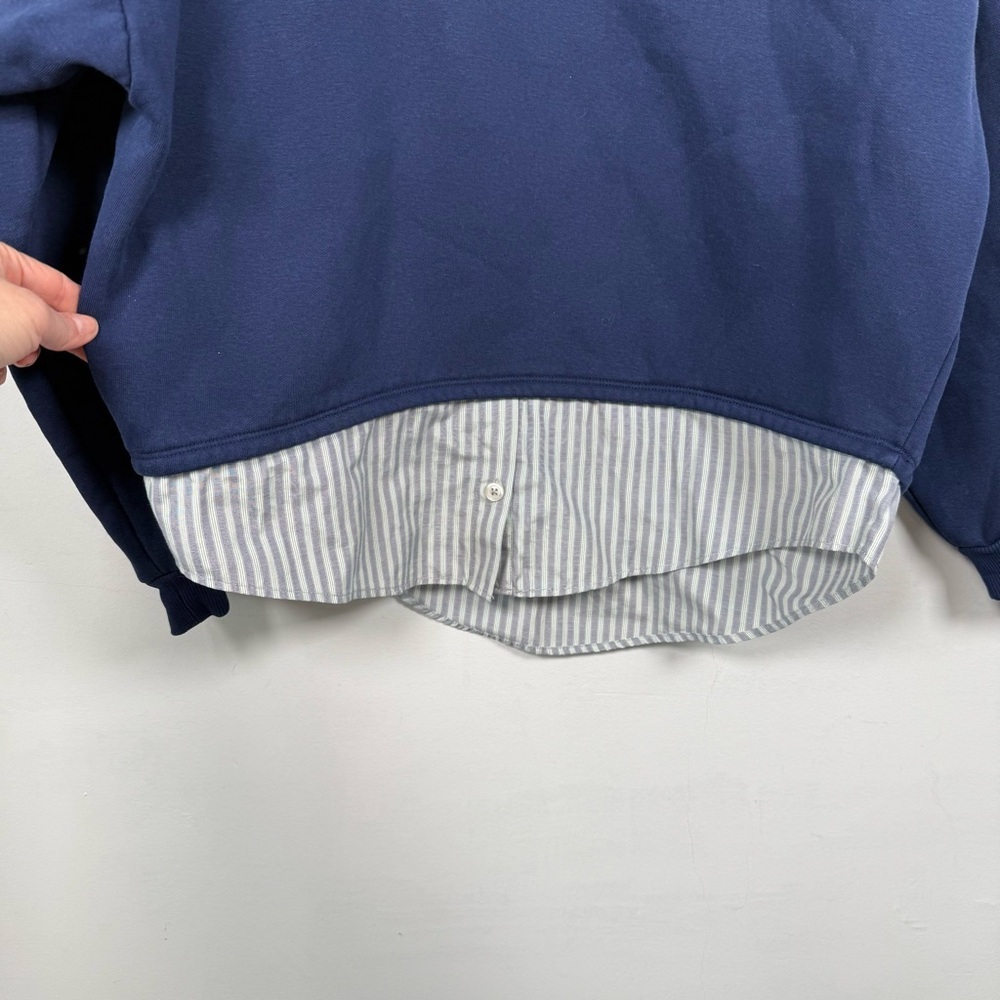Maeve Layered Oversized Twofer Cotton Blend Sweatshirt, Size M - Picture 6 of 14